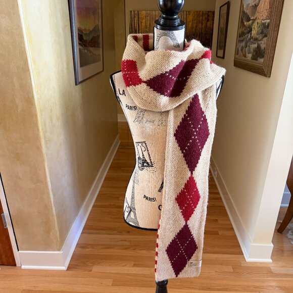 GAP San Francisco California Argyle Alpaca Blend Knit Scarf Reversible - Picture 2 of 10